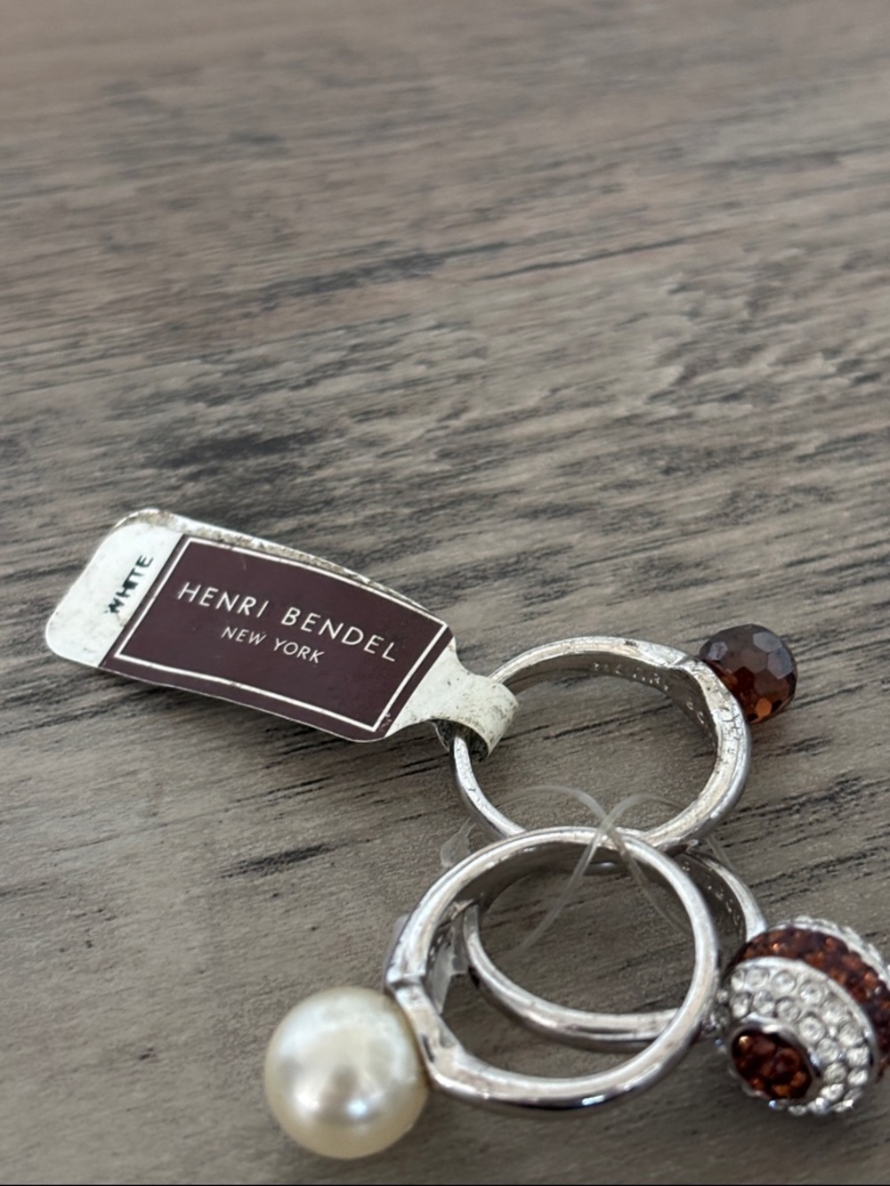 Henri Bendel pearl stack ring set size 6 NWT - Picture 6 of 7